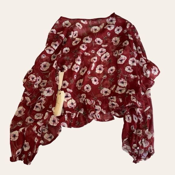 Love & Piece Sheer Floral Blouse Size Small - Picture 4 of 8